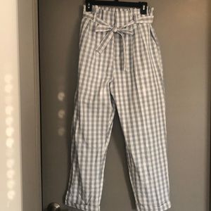 Blue and white gingham pants